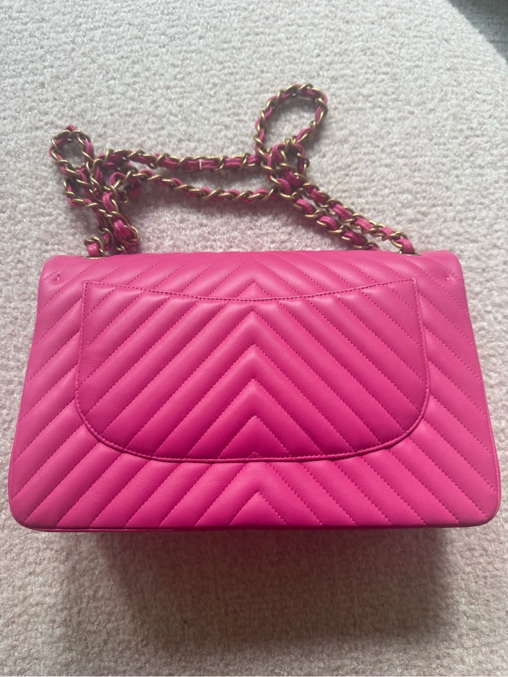 New Chanel Pink Quilted Chevron Shoulder Bag - Picture 3 of 6